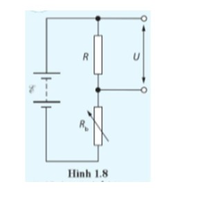 Hình 1.8 thể hiện sơ đồ mạch điện của một bộ chia điện thế. Nguồn điện có suất điện động 6,00 V và điện trở trong không đáng kể được mắc nối tiếp với điện