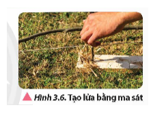 Hình 3.6 mô tả cách tạo lửa bằng ma sát trong tình huống nguy cấp của con người (như cần sưởi ấm trong thời tiết lạnh, nấu chín thức ăn, (ảnh 1)