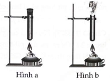 Hơ nóng một khối khí trong ống nghiệm có nút đậy kín (hình a) và kết quả (hình b). Hiện tượng nút bị bật ra khỏi ống là do