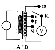 Khảo sát thực nghiệm một máy biến áp có cuộn sơ cấp A và cuộn thứ cấp B. Cuộn A được nối với mạng điện xoay chiều có điện áp hiệu dụng không đổi. Cuộn