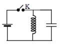 Mạch dao động gồm cuộn dây thuần cảm và tụ điện được nối với một bộ pin có điện trở r qua một khóa điện K. Ban đầu khóa K đóng. Khi dòng điện đã ổn định,