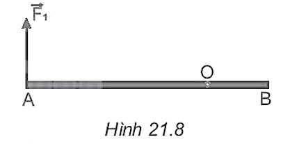 Một cái thước AB = 1,2 m đặt trên mặt bàn nhẵn nằm ngang, có trục quay O cách đầu A một khoảng 80 cm (Hình 21.8). Một lực F1 = 5 N tác dụng lên đầu A theo