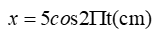 Một chất điểm dao động điều hòa theo phương trình x= 5 cos 2bi t ( cm) , chu kỳ dao động của chất điểm là (ảnh 1)