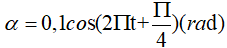 Một con lắc đơn dao động điều hòa theo phương trình li độ góc: alpha = 0,1 cos (2pit +pi/4) (rad) .Trong khoảng thời gian  tính từ thời điểm con lắc bắt đầu dao động, có bao nhiêu lần con lắc có độ lớn vận tốc bằng   vận tốc cực đại của nó? (ảnh 1)