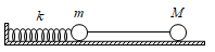 Một con lắc lò xo gồm lò xo độ cứng k = 25 N/m và vật m có khối lượng 300 g nằm ngang trong đó ma sát giữa vật m và sàn có thể bỏ qua. Vật M khối lượng