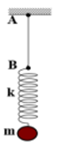 Một con lắc lò xo gồm lò xo nhẹ có độ cứng k = 50 N/m, vật nhỏ có khối lượng m = 250 g. Đầu lò xo gắn vào sợi dây AB mềm, nhẹ, không dãn như hình vẽ. Từ