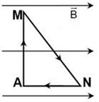 Một dây dẫn được uốn thành một khung dây có dạng tam giác vuông tại A với AM = 8 cm, AN = 6 cm có dòng điện cường độ 5 A. Đặt khung dây vào trong từ trường