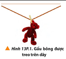 Một gấu bông được phơi trên dây treo nhẹ như Hình 13P.1.     a) Xác định các lực tác dụng lên gấu bông.

b) Vẽ hình để xác định lực tổng hợp của các lực