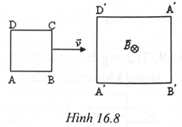 Một khung dây kín phẳng hình vuông ABCD có cạnh a = 10 cm gồm N = 250 vòng. Khung chuyển động thẳng (ảnh 1)