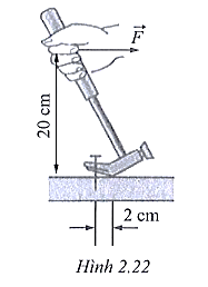 Một người dùng búa để nhổ đinh như hình 2.22.

Biểu diễn các lực tác dụng lên búa.