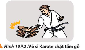 Một võ sĩ Karate có thể dùng tay để chặt gãy một tấm gỗ như Hình 19P.2. Hãy xác định lực trung bình của tay tác dụng lên tấm gỗ. Lấy khối lượng của bàn