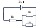 Nguồn điện có suất điện động E=48 V,  điện trở trong r=1 Ω,  nối với mạch ngoài như hình vẽ bên. Biết R1=15Ω, R2=10Ω, R3=40Ω.  Hiệu điện thế mạch ngoài