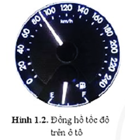 Ở hình 1.2, kim của đồng hồ đo tốc độ trên ô tô chỉ vào con số ứng với vạch giữa 80 và 100; kim này đang chỉ tốc độ trung bình hay tốc độ tức thời của