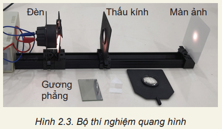 Quan sát thiết bị thí nghiệm quang hình (Hình 2.3) và cho biết: đặc điểm của các dụng cụ thí nghiệm khi sử dụng và bảo quản thiết bị cần chú ý đến điều