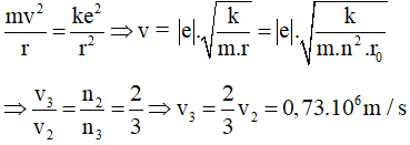 - Vì lực hút giữa hạt nhân và electron đóng vai trò lực hướng tâm nên: