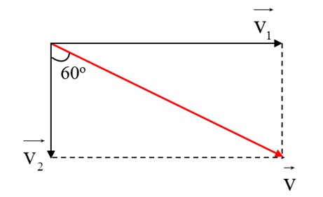 Gọi \[\overrightarrow {{v_1}} \]  là vận tốc của ô tô.

\[\overrightarrow {{v_2}} \]   là hạt mưa rơi.

\[\overrightarrow v \]  là vận tốc tổng hợp của hạt mưa khi chạm vào kính xe.

Ta có sơ đồ vectơ sau:   Áp dụng tỉ số lượng giác góc nhọn: \[{\rm{tan60 = }}\frac{{{{\rm{v}}_{\rm{1}}}}}{{{{\rm{v}}_{\rm{2}}}}}\]  .

Vận tốc của hạt mưa rơi là: \[{v_2} = \frac{{{v_1}}}{{{\rm{tan60}}}} = \frac{{50}}{{{\rm{tan60}}}} \approx 28,87\] km/h