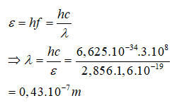 Nếu nguyên tử Hidro hấp thụ một photon có năng lượng 2,856 eV thì nó có thể nhảy lên mức năng lượng cao hơn sau đó chuyển về các mức năng lượng thấp hơn.

Và có thể phát ra phô tôn có năng lượng lớn nhất chính bằng 2,856 eV.

Áp dụng công thức về năng lượng photon