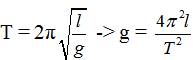 Áp dụng công thức

  

-> ∆g = 0,169 ≈ 0,2 (m/s2)

  Do đó   g = 9,7 ± 0,2 (m/s2) . -> C