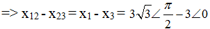 x12 = x1 + x2; x23 = x2 + x3

Do dao động D1 ngược pha với D3 nên dao động D1 cùng pha với –D3 có nghĩa là cùng pha với D1-3 =>

 

Từ giản đồ véc tơ ta có: