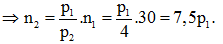 GIẢI THÍCH:

n1 = 1800 vòng/phút = 30 vòng/s.

f = n1p1 = n2p2   

Thế vào điều kiện 12 vòng/giây < n2 < 18 vòng/giây

12 < 7,5p1 < 18     1,6 < p1 < 2,4     (cặp cực).

Chọn B.