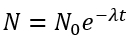 Số hạt nhân còn lại trong mẫu tuân theo định luật phân rã phóng xạ

⇒  Số hạt nhân đã bị phân rã: