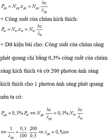 + Công suất của chùm phát quang: