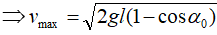 Chọn B

Lực căng  của dây treo có độ lớn: T = mg(3cos a   - 2cos a  0 )

=>   Tmin =m.g.cos a  0  < P (tại vị trí biên) và Tmax = mg(3 - 2cos a  0 ) > P (Tại vị trí cân bằng) =>  Tmin <P<T<sub>max</sub> → phát biểu 2 là sai.

Vận tốc con lắc tại vị trí có li độ góc α bất kỳ:

    tại VTCB và vmin = 0 tại vị trí biên → α tăng thì v giảm → phát biểu 4 là sai.