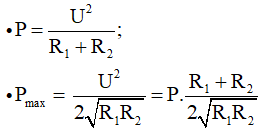 - Từ điều kiện công suất bằng nhau, suy ra:

- Nên: