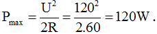 Để công suất của mạch đạt giá trị cực đại thì biến trở phải có giá trị bằng:

Giá trị cực đại của công suất là:

Tần số của dòng điện do máy phát ra là: