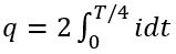 /span>

Chu kỳ dòng điện T = 2π/ω = 0,02s

Thời gian t =965s = 48250T

Xét trong chu kỳ đầu tiên khi t=0 thì i = π.cos(-π/2) = 0, sau đó i tăng rồi giảm về 0 lúc t = T/2 =0,01s. Sau đó dòng điện đổi chiều chuyển động.

Vậy  điện lượng qua bình theo một chiều trong 1 chu kỳ là    

Vậy điện lượng qua bình theo một chiều trong thời gian 16 phút 5 giây là: