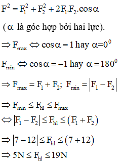 Đáp án C

Hợp lực F của hai lực có độ lớn là 