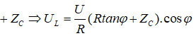 .

 

Chứng minh công thức:

+ Đặt:  

+ Gọi φ0 là độ lệch pha của u so với i khi UL = max, ta có:

+ Mặt khác: 