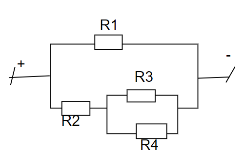 Lời giải:

+ Khi K mở ta có sơ đồ:

\[{R_{13}} = {R_1} + {R_3} = 45 + 45 = 90\Omega \]

\[{R_{123}} = \frac{{{R_{13}}.{R_2}}}{{{R_{13}} + {R_2}}} = \frac{{90.90}}{{90 + 90}} = 45\Omega \]

Điện trở tương đương toàn mạch là: \[R = {R_{123}} + {R_4} = 45 + {R_4}\]

Cường độ dòng điện qua \[{R_4}\]khi K mở là: \[{I_4} = \frac{U}{R} = \frac{{90}}{{45 + {R_4}}}\]

+ Khi K đóng ta có sơ đồ:

\[{R_{34}}\prime = \frac{{{R_3}.{R_4}}}{{{R_3} + {R_4}}} = \frac{{45{R_4}}}{{45 + {R_4}}}\]

\[{R_{234}}\prime = {R_2} + {R_{34}}\prime = 90 + \frac{{45{R_4}}}{{45 + {R_4}}} = \frac{{4050 + 135{R_4}}}{{45 + {R_4}}}\]

Ta có: \[{U_{234}}