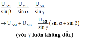 - Biểu diễn vectơ các điện áp:

- Áp dụng định lý sin trong tam giác, ta có:

⇒ Biến đổi lượng giác:

- Khi đó:

→ Các vectơ hợp với nhau thành tam giác đều → khi xảy ra cực đại u chậm pha hơn i một góc 30°.