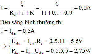 Cường độ qua mạch bằng: 