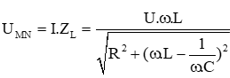 a, Tính ZC =100Ω ; ZL= 40Ω

 (A)

b, 

Ta thấy tử số U = const, nên UMN cực đại khi  nhỏ nhất

Viết được 