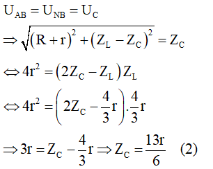  Ta có:

- Do: UAB  = UNB  = UC

- (1) và (2) suy ra: