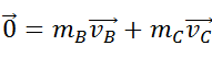 Đáp án:     B

Áp dụng định luật bảo toàn động lượng ta có:

    

hay mBvB = mCvC  Û  2mBKB = 2mCKC  Û    

                               

  Þ  Các hạt B, C chuyển động cùng phương ngược chiều có tốc độ v và động năng K tỉ lệ nghịch với khối lượng.