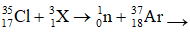 Phương trình phản ứng:   Hạt nhân X có Z = 1 và A = 3.