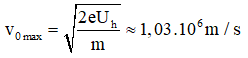 Vận tốc ban đầu cực đại của electron quang điện bằng: