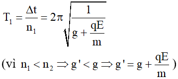 - Con lắc thứ nhất có chu kì:

- Con lắc thứ hai có: