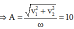 Chu kì dao động của con lắc đơn  s → ω = 2π rad/s.

Ta để ý rằng, khoảng thời gian Δt = 0,25T = 0,25 s → vận tốc tại hai thời điểm này vuông pha nhau.

Do vật ta luôn có