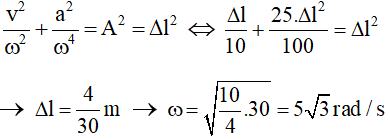 - Vì đưa vật lên đến độ cao lúc không bị biến dạng nên biên độ A = Δl.

- Áp dụng công thức độc lập của v và a ta có: