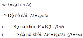 + Chiều dài phụ thuộc vào độ tăng nhiệt độ

=>