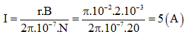 + Cảm ứng từ tại tâm của vòng dây gồm N vòng:

+ Do đó

=> .