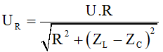 - Ta có:

- Vì U, R, ZL không đổi nên URmax khi ZL = ZC.