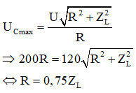 + Có

 

Suy ra điện áp trên R luôn luôn bằng 0,75 lần điện áp trên L.

 + Lúc sau

 