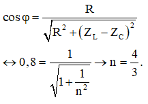 Khi xảy ra cực đại của điện áp hiệu dụng trên cuộn cảm thuần 

Ta chuẩn hóa 

Hệ số công suất mạch tương ứng 

Kết hợp với

 