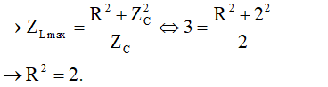 - Ứng với L =L0  → ZL  = ZL0  , ta chuẩn hóa ZL0   = 1.

+ Hai giá trị của L cho cùng điện áp hiệu dụng trên tụ, thỏa mãn:

+ Hai giá trị của L cho cùng điện áp hiệu dụng trên cuộn cảm thỏa mãn:

(với ZLmax  là cảm kháng để điện áp hiệu dụng trên cuộn cảm cực đại.)

- Ta có tỉ số: