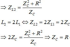 Khi độ tự cảm L1 = 1/π H thì i cùng pha với u => Mạch xảy ra cộng hưởng => ZL1 = ZC.

Khi L2 = 2/π H thì UL đạt cực đại